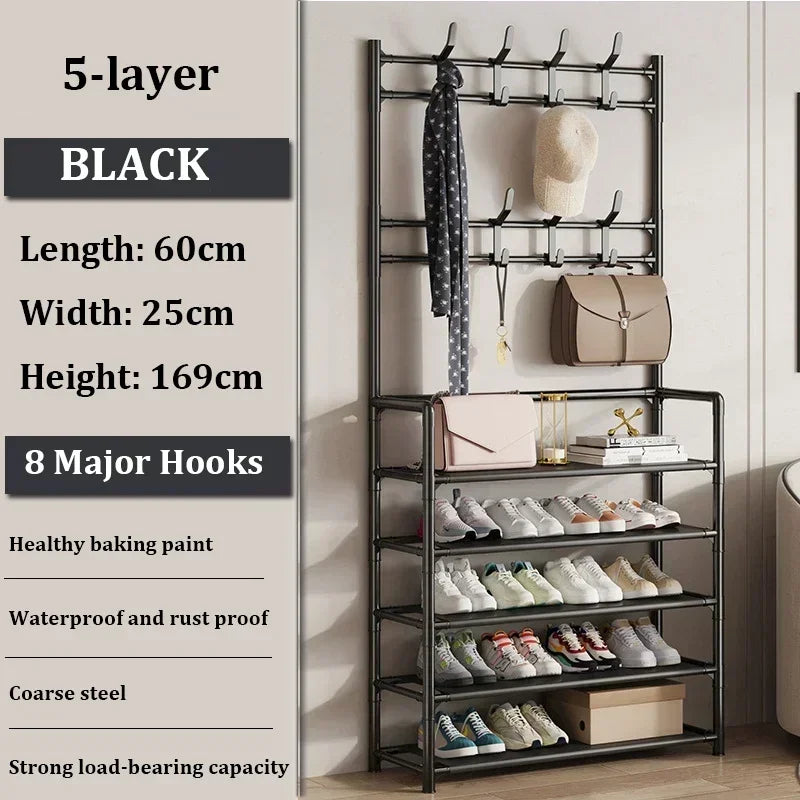 Organizer of clothing shoes and hats to ride yourself - 5 Layers - Black