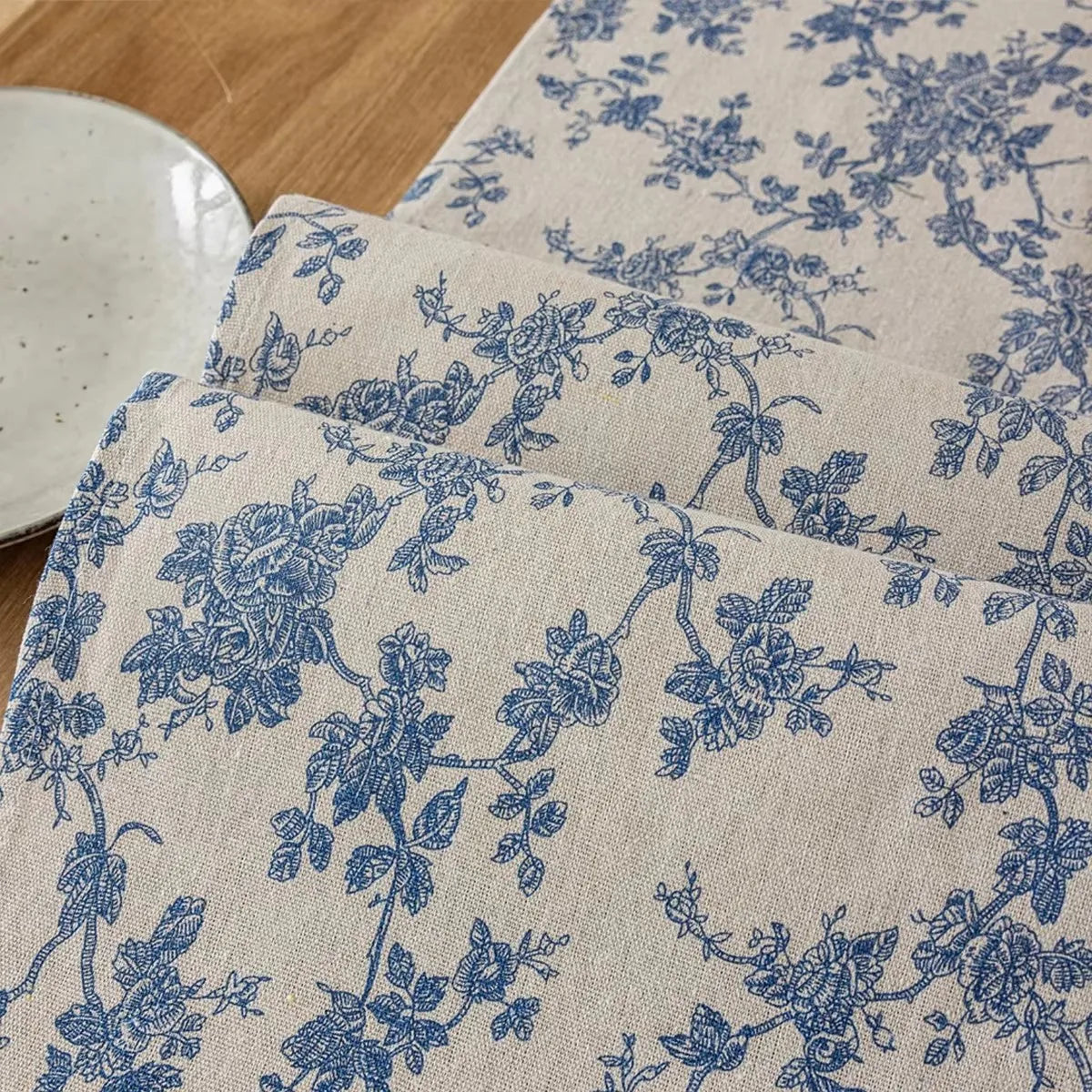 Asian style floral porcelain pattern table runner - view 4