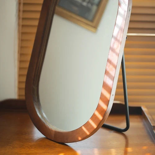 Vintage Nordic style oval decorative mirror in wood - Soutien