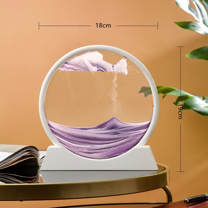 Glass hourglass 3d sand landscape in motion artistic decoration - D-Purple (7 Inches)