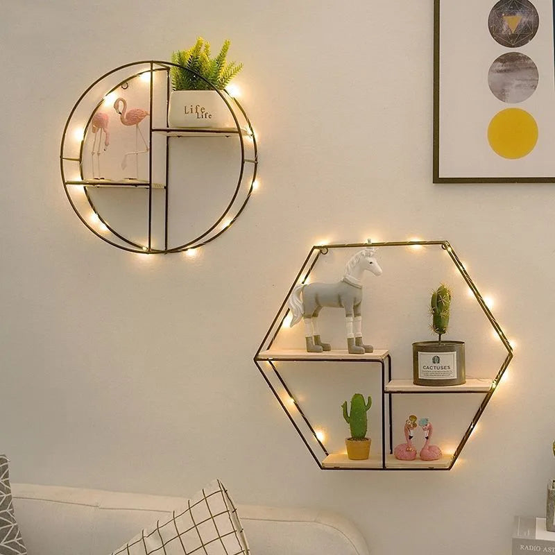 Modern Metal and Wood Wall Shelf for Home Decor