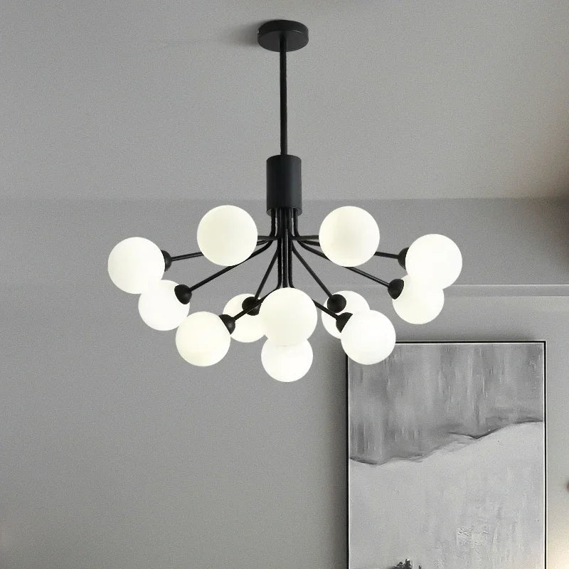Modern chandelier in bubble glass and decorative flowers - view 6