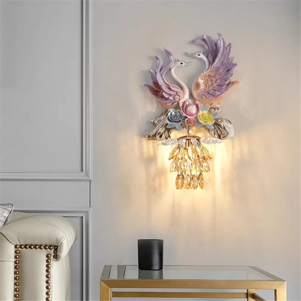 Led wall sconce in swan resin creative and modern decoration - view 3