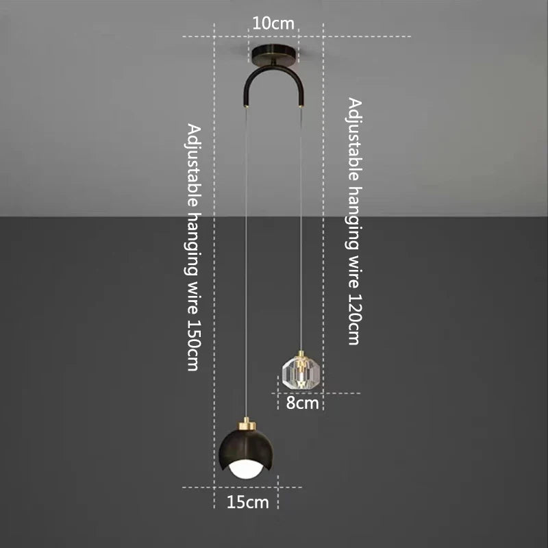 Modern crystal pendant light for elegant interior decoration - A Style Black / 3 Color Light