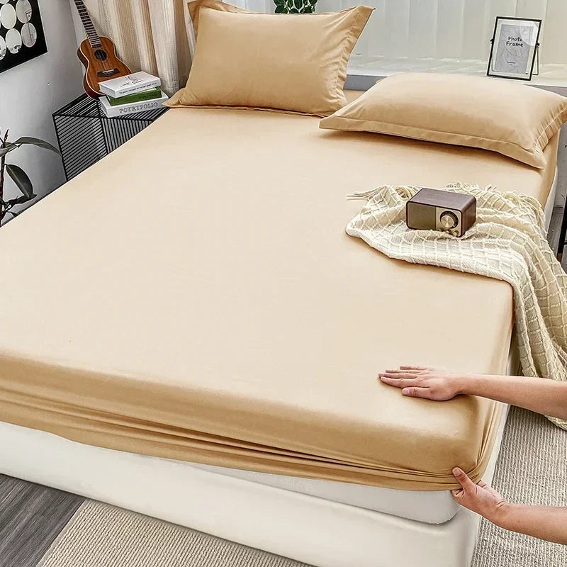 Premium Solid Color Brushed Fitted Sheet,Ultra-Soft Sateen Weave for Cozy Nights - Hypoallergenic and Easy Care Bedding - view 5