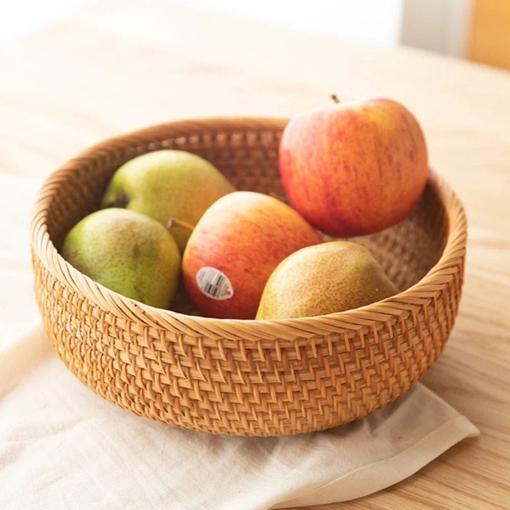 Round basket in woven rattan for fruit and snacks - view 5