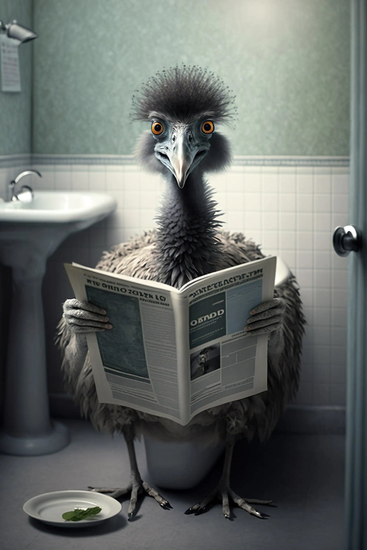 Cheerful Animals on the Toilet Wall Decoration Canvas Poster - A4 21X30cm Unframed / 9