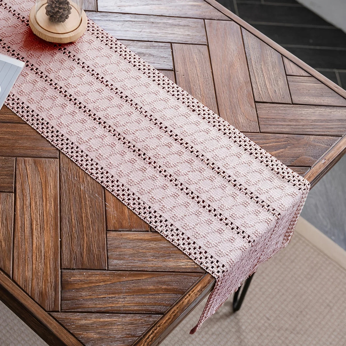 Embroidered French style decorative fringes table runner - view 4