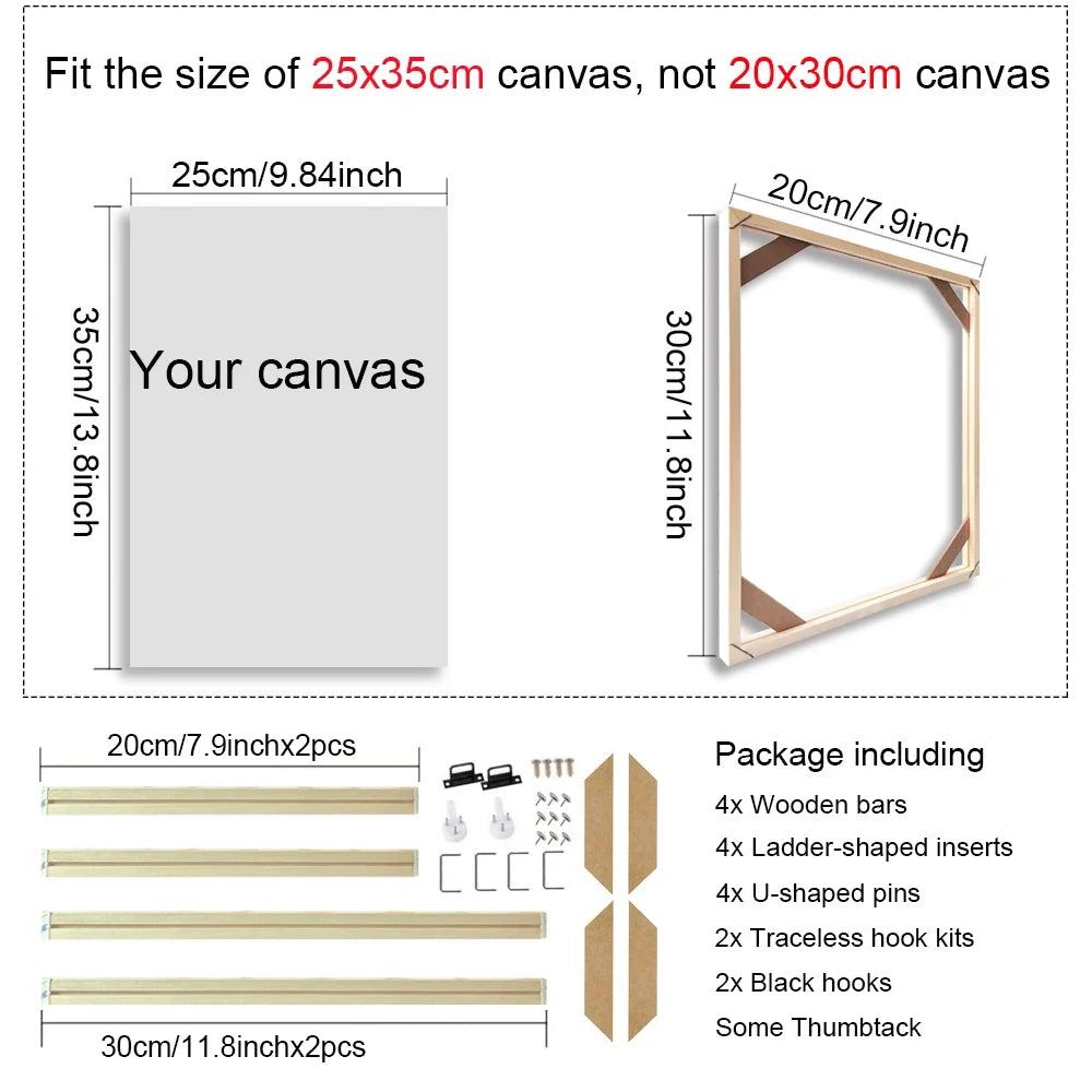Wooden wall frame for decorative canvases and paints - 20x30cm