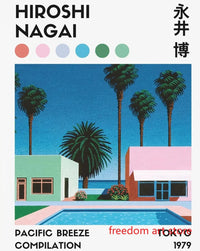 Hiroshi Nagai Vintage 80s Japanese Beach Vaporwave Poster - 13X18cm Unframed
