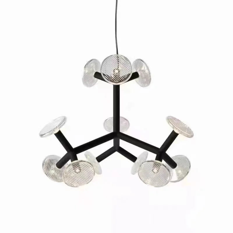 Postmodern glass creative chandelier for interior decoration - Black--12--D 60cm / Warm White