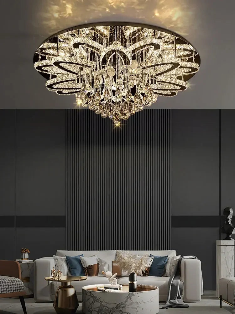 Modern led ceiling lamp in crystal and stainless steel elegant design for interior - view 4