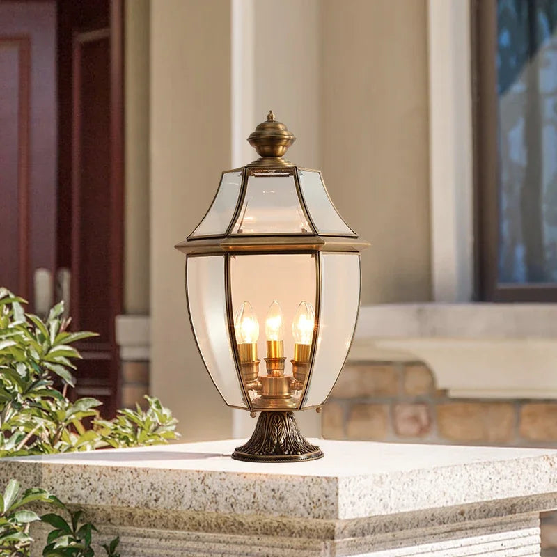 Classic brass garden lamp exterior retro waterproof lighting - view 3