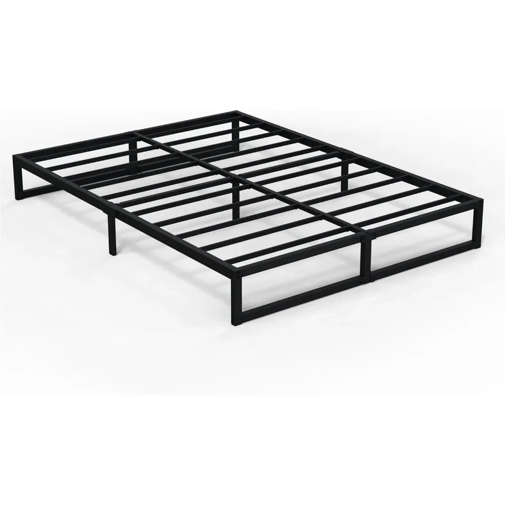 King Size Bed Frame, Metal Platform Mattress Foundation With Steel Slat Support, No Box Spring Needed,8 Inch King Size Bed Frame - Queen