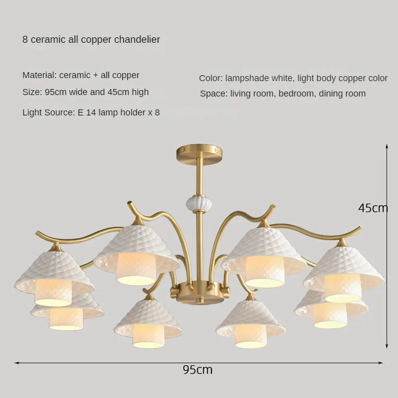 Ceramic and copper desk lamp modern design adjustable angle - 5000-6000K / 8 Heads