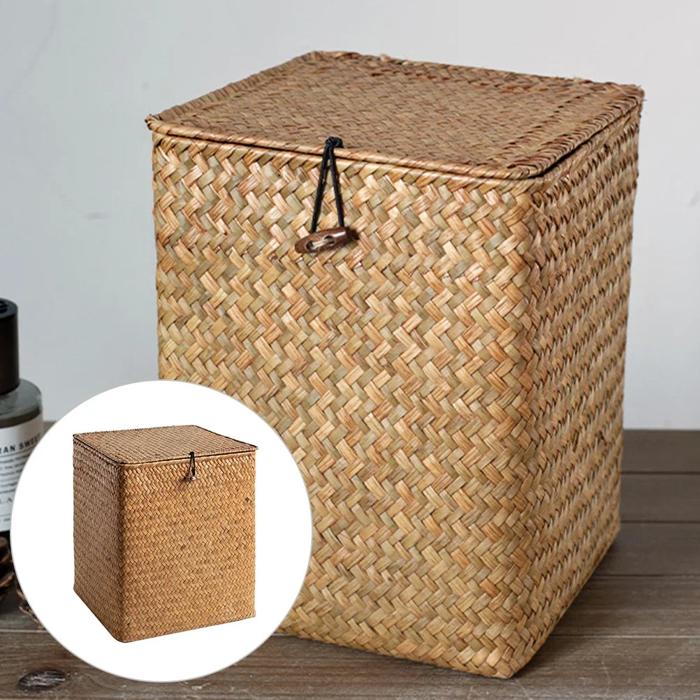 Vintage wicker basket hand woven with lid - view 5
