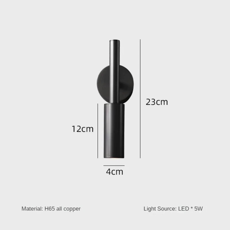 Copper industrial bedside lamp creative design for reading - 3 modifiables / Black