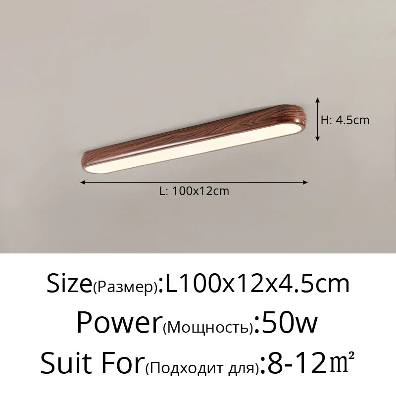Minimalist Aisle Lights, Long Strips Creative Nordic Restaurant Lights Simple Walnut Color Porch Balcony Ceiling Lamps - Ceiling-L100x12cm / 3 Colors No Remote
