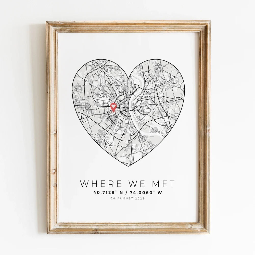 Personalized city map for gift of Saint-valentin - G1093-Style8 / 60x80cm Unframed