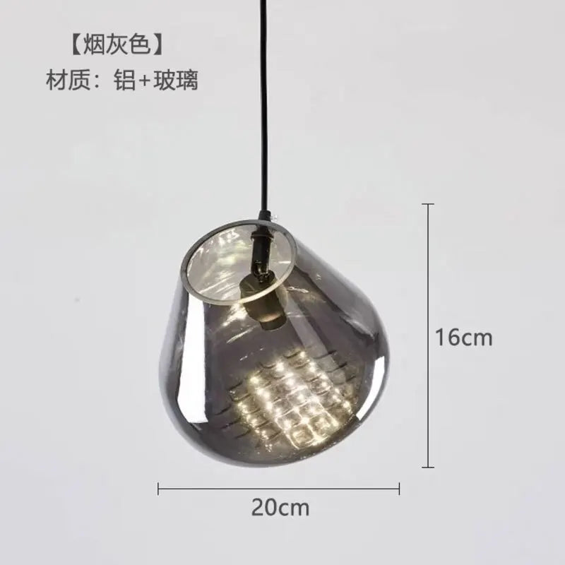 Glass chandelier design for kitchen bar and restaurant - Smoked Gray
