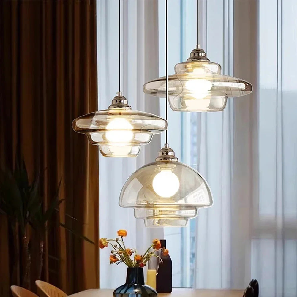Retro pendant light in glass plated for modern decoration - view 2