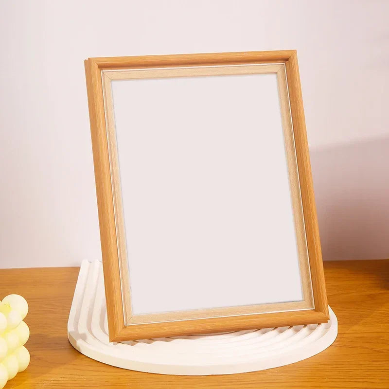 Wooden picture frame for family portraits and travels - Yellow / 6 inches - 10.1 x 15.2 cm