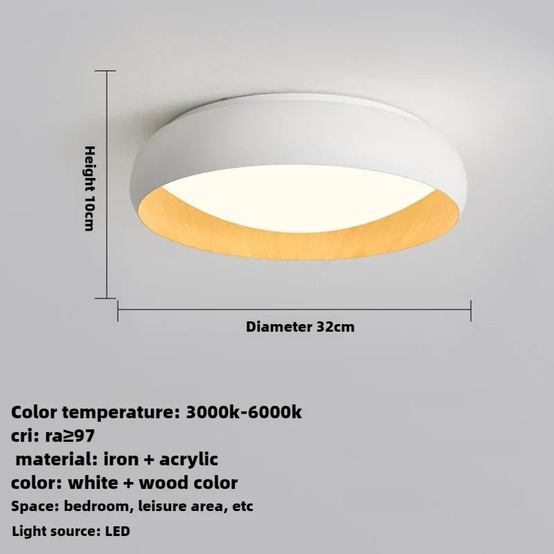 Japanese retro light circular anti glare light soft lighting - White-32cm / 3 modifiables