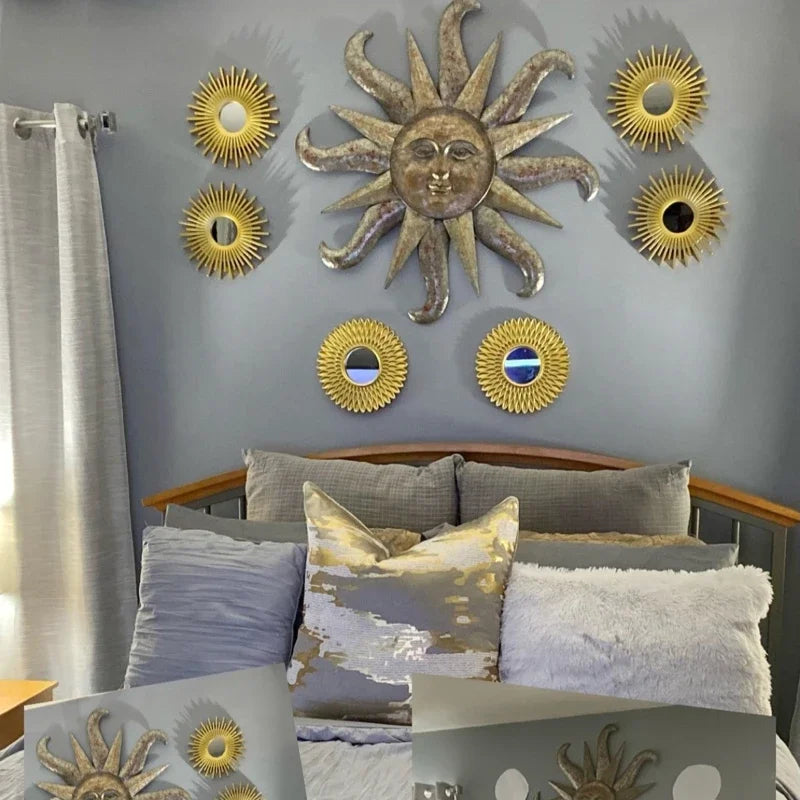 Set of 3 sunflower-shaped decorative mirrors for interior decoration - view 4