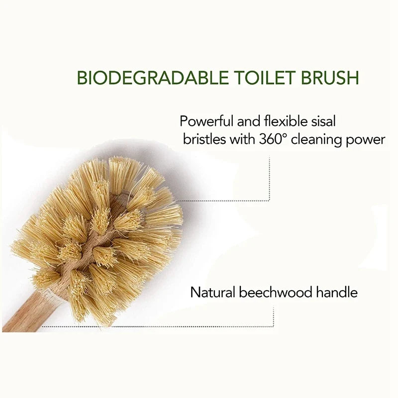Toilet Brush, 2 Pack Wood Toilet Brush Made Of Beechwood, Strong Hemp Bristles With 360° Cleaning Power - view 4