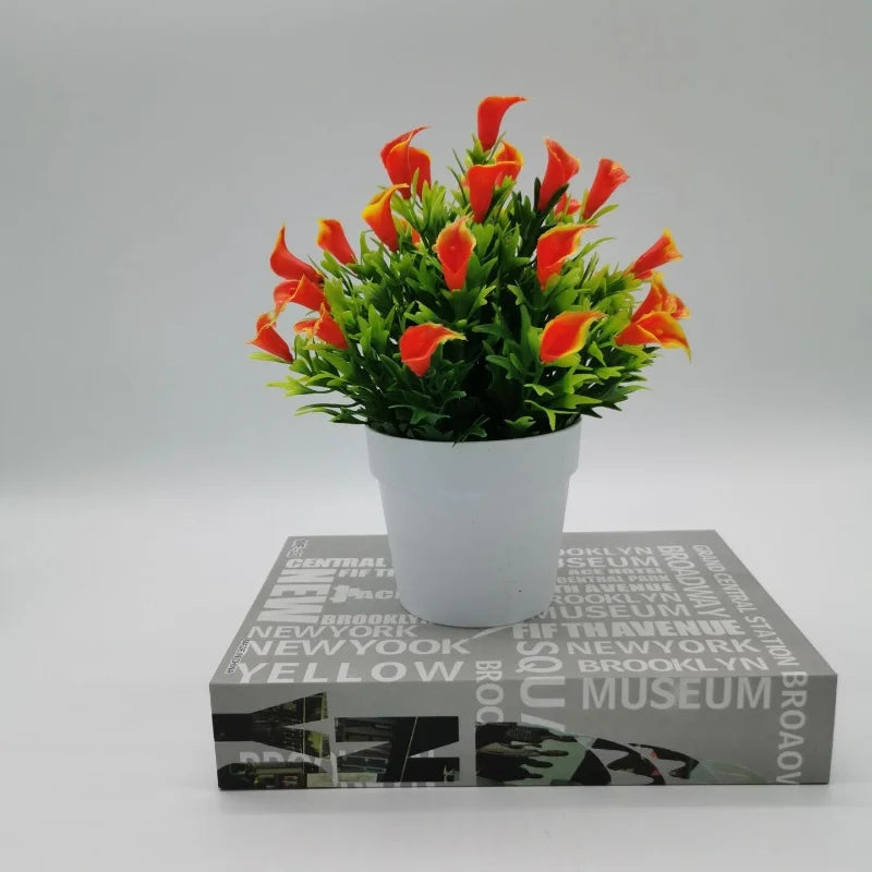 Artificial plant bonsai flower pot interior and exterior decoration - Orange