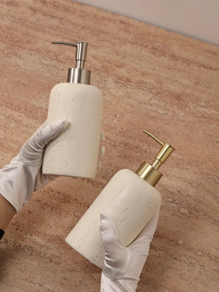 Ahunderjiaz Wabi-Sabi Style Push Bottle, Marble Shower Gel Dispenser Bottle, Light Luxury Bathroom Tabletop Decoration, Home Dec - view 3