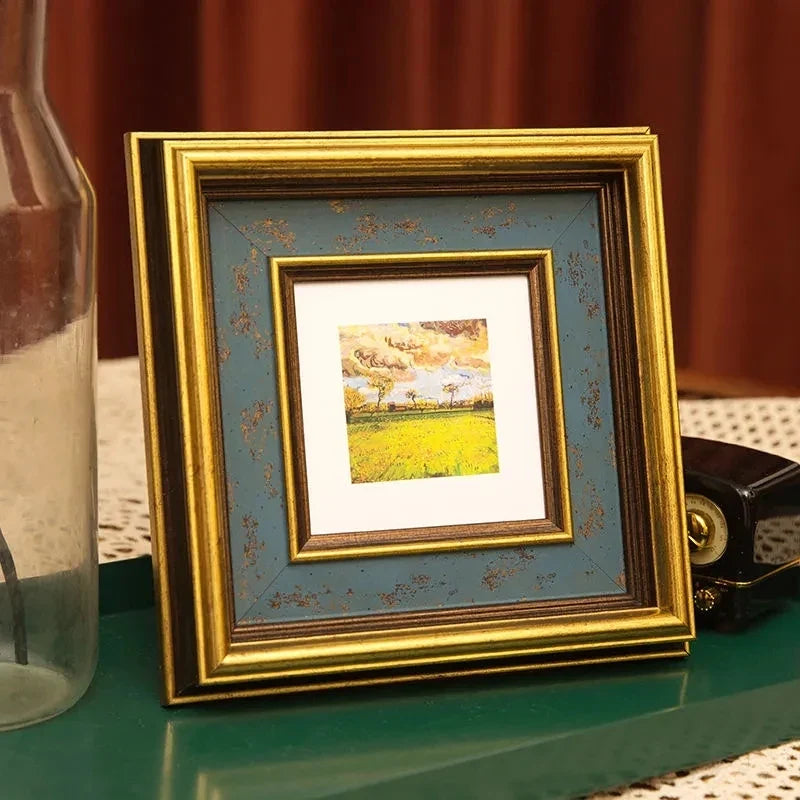 American retro photo frame with golden border for interior decoration - view 2