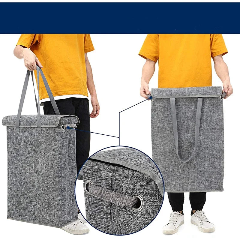 45L Slimline Laundry Hamper with Lid, Family Bathroom Life Clothes Pants Storage Dirty Clothes Basket  Folding Laundry Basket - view 2