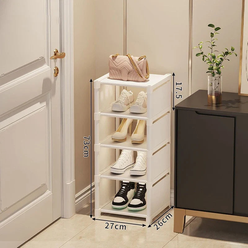 Stackable and adjustable shoe organizer space gain - White 5 Layers
