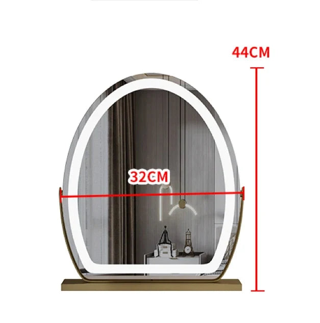 Lighted courtesy mirror with touch sensor and dimmable lighting - Gold (32x44cm)