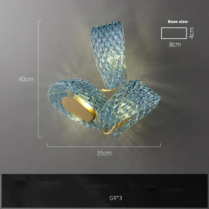 Hanging chandelier in glass crystal modern lighting for interior - White light / Wall lamp B