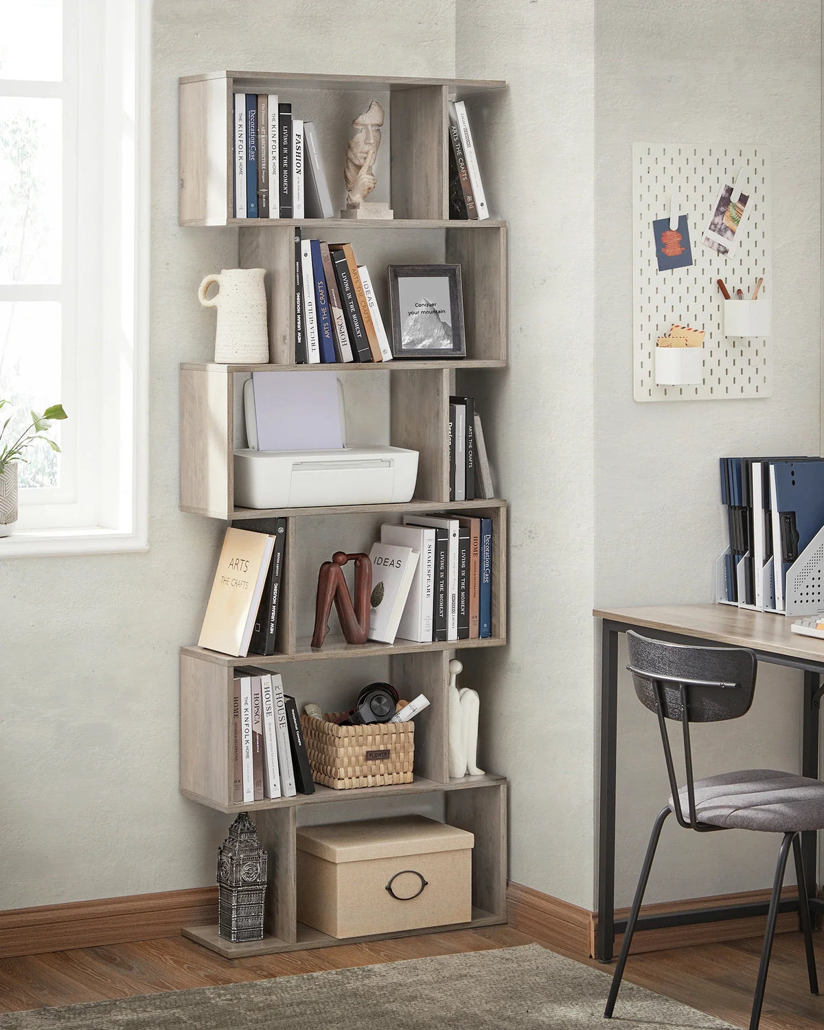 Modern 6-level self-supporting desk shelf - view 4