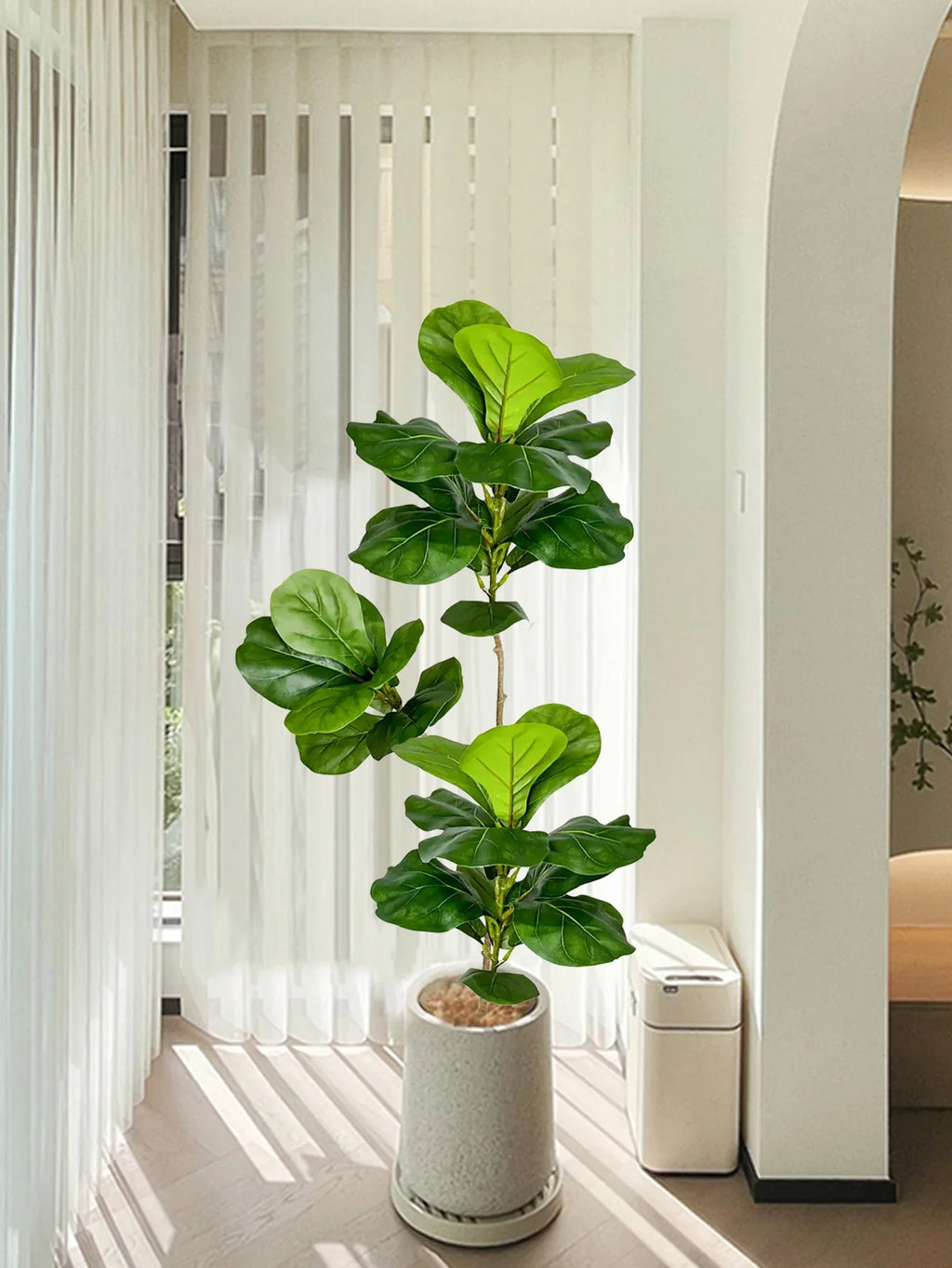 Rubber-Leaf Large Artificial Ficus Tree, Indoor Outdoor - view 3