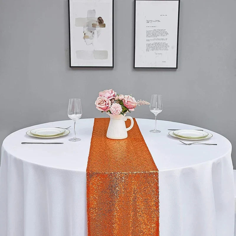 Warm Orange Glitter Table Runner for Parties - view 6