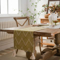 Elegant Beige and Black Geometric Table Runner with Pom-Poms - Meal mat-30cm