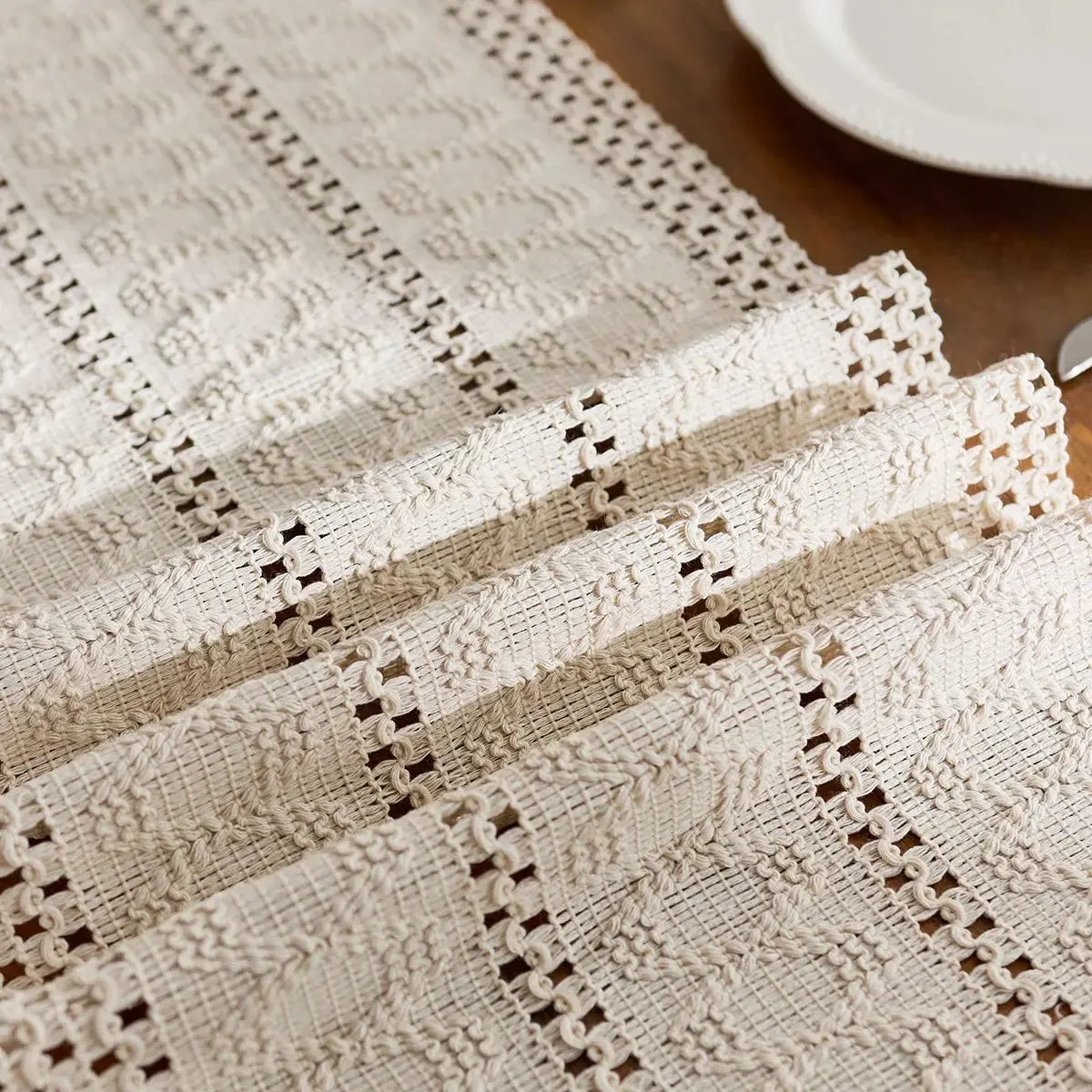 Refined Bohemian Woven Table Runner with Pom-Poms - view 7