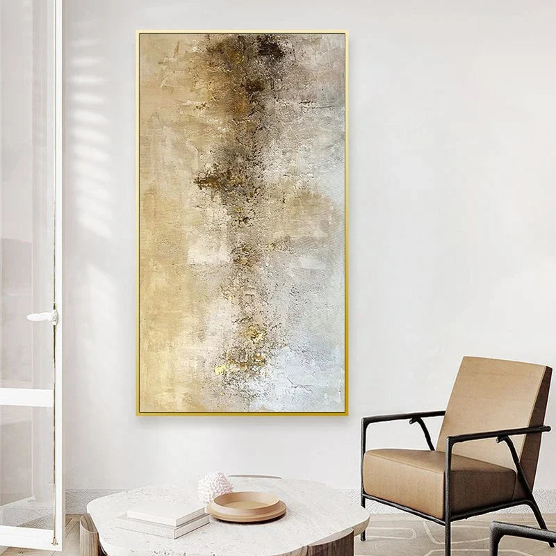 Customizable, Pure Hand-painted Abstract Decorative Painting, Living Room Background Wall Large Gold Leaf, Art Canvas Painting - view 6