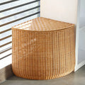Woven dangle basket for linen and home storage