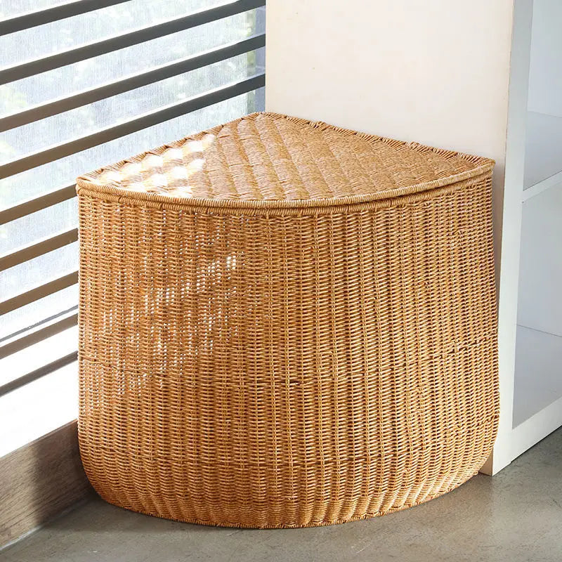 Woven dangle basket for linen and home storage