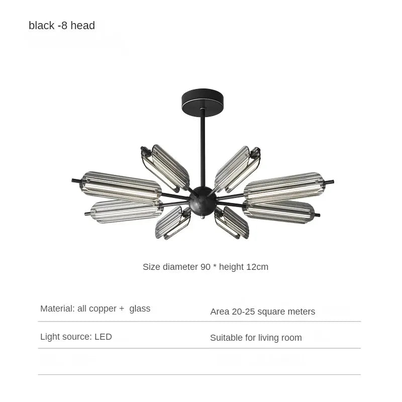 Creative copper pendant light for high-end lighting - Black-90cm / 3 modifiables