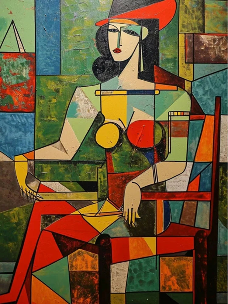 Charming 5D Diamond Painting Kit, Abstract Picasso-Style Woman - HUA3160 / 80x100cm Round