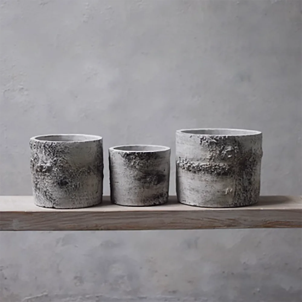 Retro silicone mould for cement flower pot - A Set