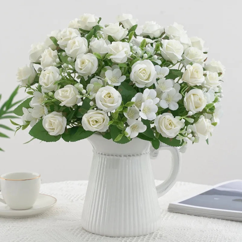 Artificial flowers wedding bouquet pink hortensia floral decoration