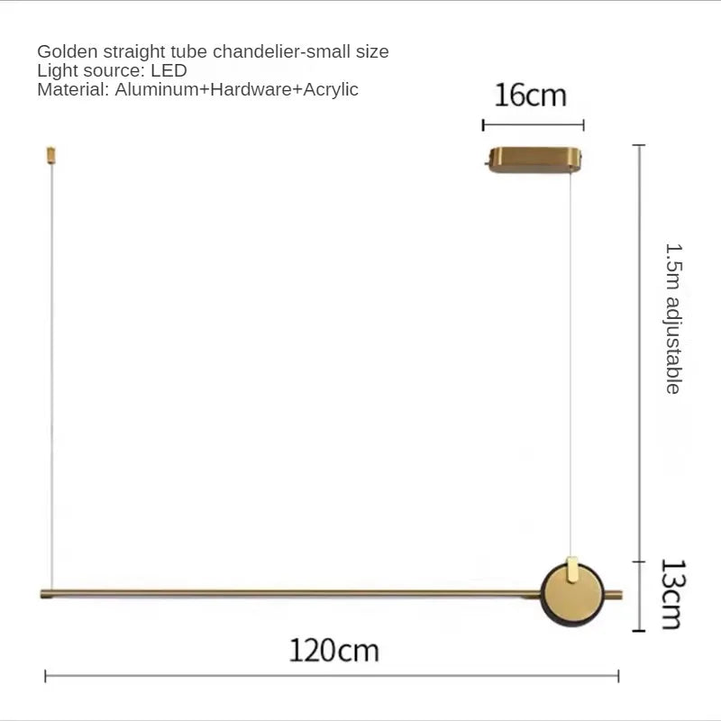Modern acrylic light for office and workspace - Gold-120cm / 3 modifiables