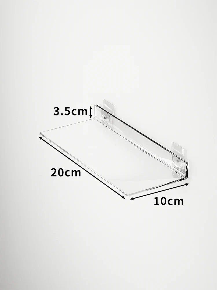 Transparent acrylic floating wall shelf for organized storage - L 20x10cm